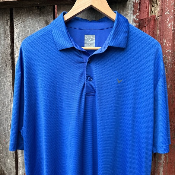 Large Callaway Men's Blue Patterned Golf Performance Polo Shirt - Picture 1 of 4